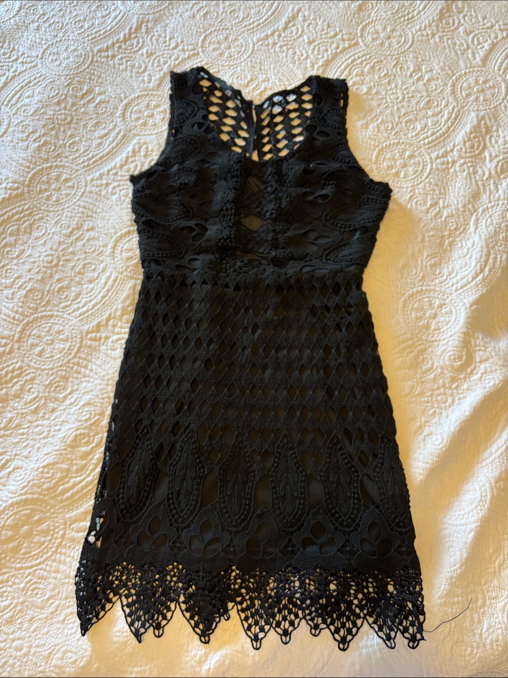 Black mini lace dress